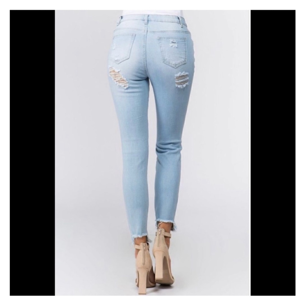 American Bazi Blue Distressed Denim Jeans Size 1X - Picture 3 of 6